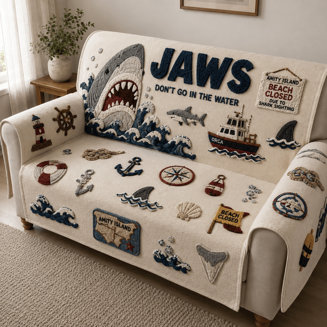 JAWS Tufted Sofa Cover & Pillow Set DNBN