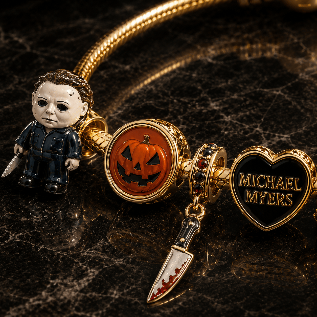 MCM Gold Charm Bracelet Set BMD