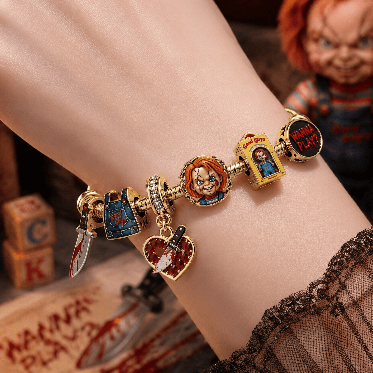 CKY Gold Charm Bracelet Set TTN