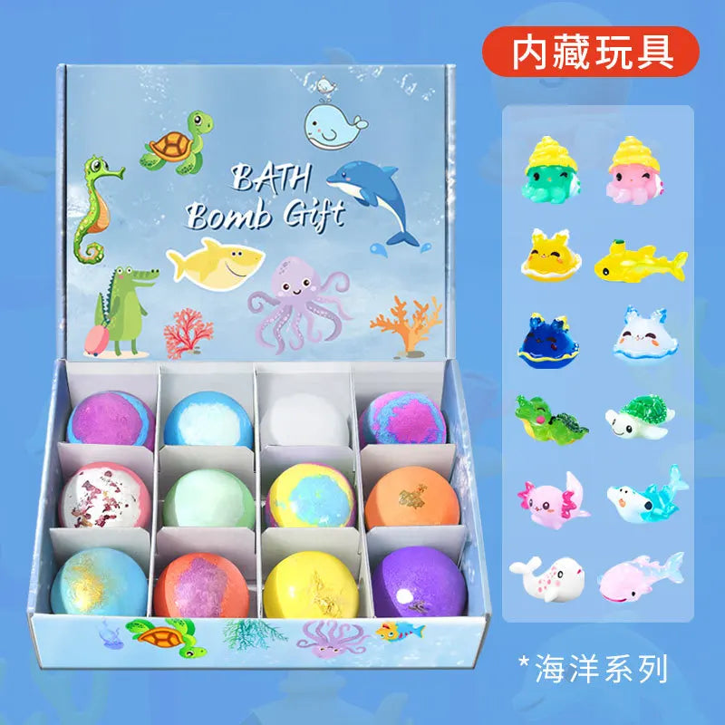 Kids Fizzy Bath Balls with Sea Animal Toys Creative Gift for Children