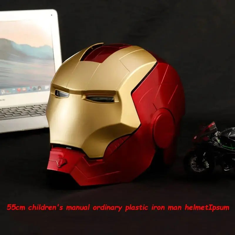 New 1:1 Scale Marvel Iron Man Electric Helmet Multi-Piece Set Manual Opening Multi-Mode Light Up Helmet Model Toy for Kids Gift